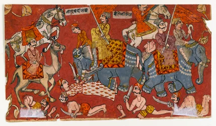Battle scene from a Bhagavata Purana series, c.1625-50