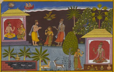 Bharadvaja gives his daughter to Vishravas, who fathers Vaisravana