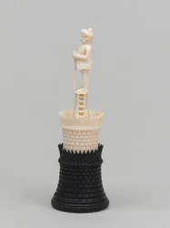 Black Rook, Chess Piece, India, 1820 circa