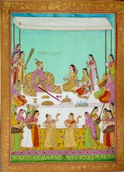 Bolaqui (or Khosrou) Son in Jihangir with the Court of Shah Alem. Miniature from a Travel Story by Niccolo Manucci (1638-1717), Venetian Explorer. India