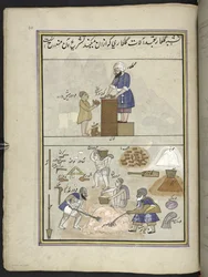 Bricklayers, 86 drawings bound into a volume depicting trades and occupations in Kashmir, Craftsmen are shown at work with their implements and equipment, By a Kashmir artist, probably at Srinagar, c.1850-60