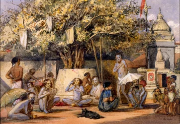 Byragis, Hindu religious mendicants preparing for a festival, Beach Candy, Bombay