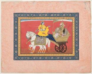 Dialogue between Krishna and Arjuna on the battlefield of Kurukshetra