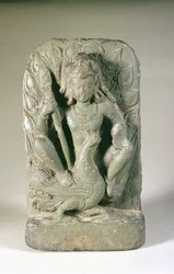 Figure of Skanda with his peacock, Punjab Hills