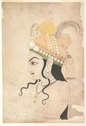Head of Krishna: Cartoon for a Mural of the Raslila, c.1800
