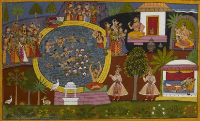 Ila meets Budha and, transformed into a male, seeks permission to return to his kingdom