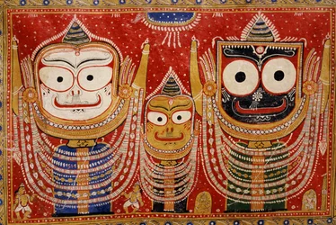 Jagannath, painted on the wall of a house