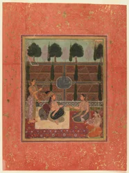 Ladies on a terrace, Mughal Style