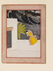 Lady on a Terrace Seeking Shelter from the Rains