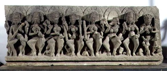 Lintel depicting Siva and the Seven Mother Goddesses, Gurjara-Pratihara dynasty, Allahabad