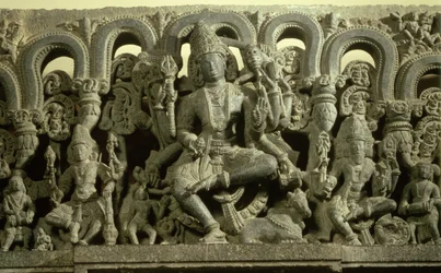 Lintel Depicting The Trinity: Siva, Brahma and Vishnu, Warangal, Kakatiya