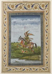 Miniature Depicting a Scene of a Winged Figure on a Horse, Probably Delhi School, Mughal, Indian