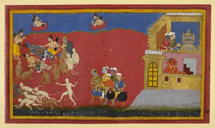 Monkeys Mistake Vibhishana for Indrajit; Narada Praises Narayana as Ravana Dines