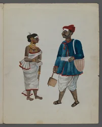One of a set of nine images showing Indians in different professions