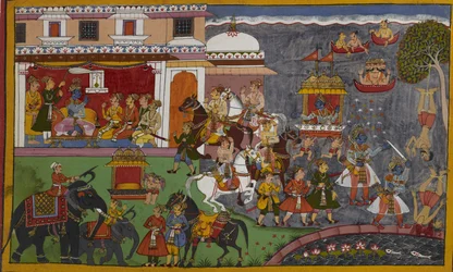 Rama tours his kingdom, kills a Shudra practicing penance, and is praised by the gods