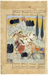Rustam battles a div, or demon
