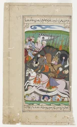 Rustam Lifts Afrasiab from His Saddle by His Belt