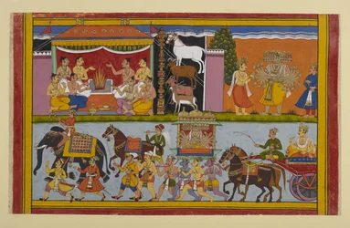 Ravana visits Nikumbhila where Meghanada performs sacrifices for the power of illusion