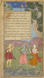 Hanuman approaches Tama and Laksmana in the guise of an ascetic (Vol.1 fol.140)