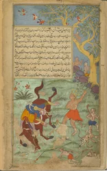 Angada smites the demon Narantaka (Vol.2 fol.226)