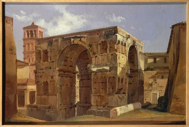 Arch of Janus at foot of Via Velabro (by Ippolito Caffi)