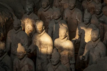 Scenes of the various warriors in the Pit 1 area at the Terra Cotta Warrior Museum