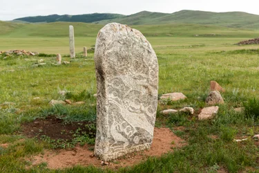 Deer stone site near Mörön in northern Mongolia