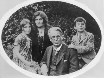 William Butler Yeats (1865-1939) with his wife Georgie Hyde Lee and children Anne and Michael