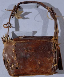 The Corpus Christi Book Satchel or Budget, viewed from the back, Irish