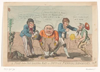 Satirical Print on the Capitulation of the Batavian Fleet in Saldanha Bay, 1796 (A Peep into Saldanha Bay or Dutch Perfidy Rewarded)