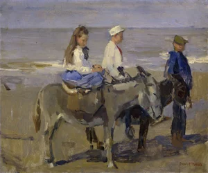 Boy and Girl on Donkeys