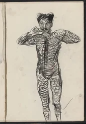 Standing Man in Costume, Possibly an Artist