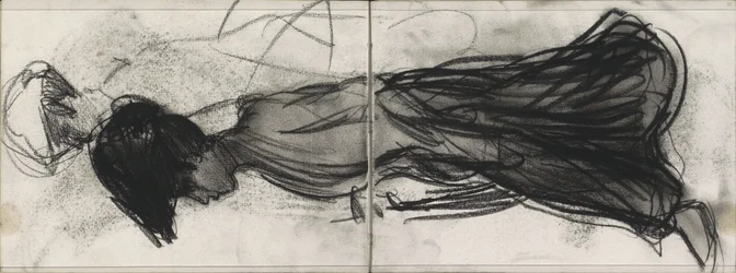 Two studies of a woman with a hat, in profile