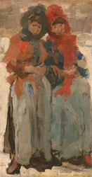 Two Young Women in the Snow