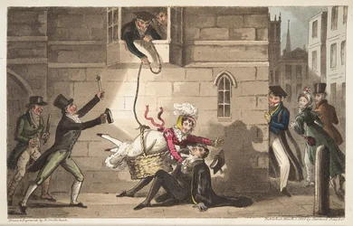 Capping a Proctor, or Oxford Bull dogs detecting Brazen Smugglers, from The English Spy