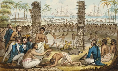 Captain Cook at the Island of Otaheite, Illustration from 