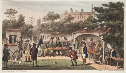 The Bowling Alley, Worcester, or Characters of the Hand and Glove Club, from The English Spy, published London, 1824