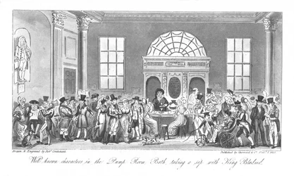 Well Known Characters in the Pump Room, Bath, Taking a Sip with King Bladud