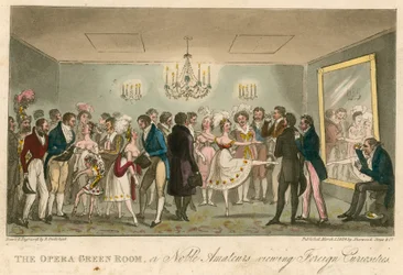 The Opera Green Room, or Noble Amateurs Viewing Foreign Curiosities
