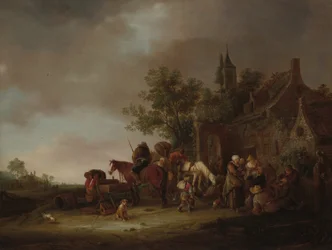 Travellers Halting at an Inn