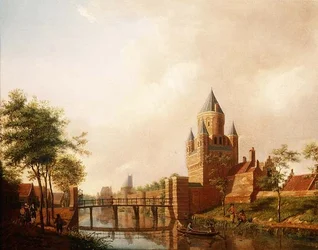 A View of the Kleine Houtpoort in Haarlem with the Grote Houtpoort in the Background