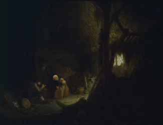 Peasant family in barn