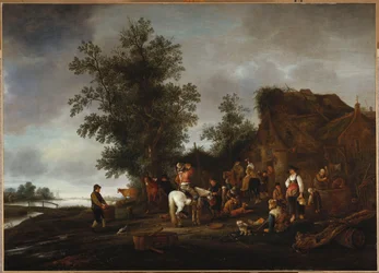Travellers Refreshing Themselves at a Riverside Tavern