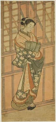 Courtesan Standing in Front of a Barred Window