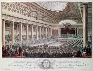 Opening of the States-General at Versailles in 1789, engraving by Helmann, French Revolution, France