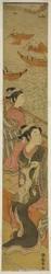 Courtesan and Her Attendant on a Balcony Overlooking River