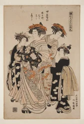 Kasugano of the Yotsumeya, Kamuro Onami and Menami, Shinzō Mitsuura