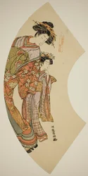 The Courtesan Hanaogi of the Ogiya and her Attendant, from the series 