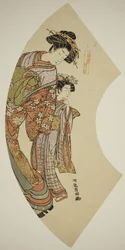 The Courtesan Hanaogi of the Ogiya and her attendant, from the series Fans of the East