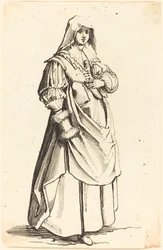 Bourgeoise with Muff, Facing Right